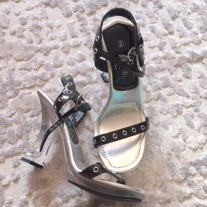 Mudd | Acrylic Faux Patent Platform Sandals